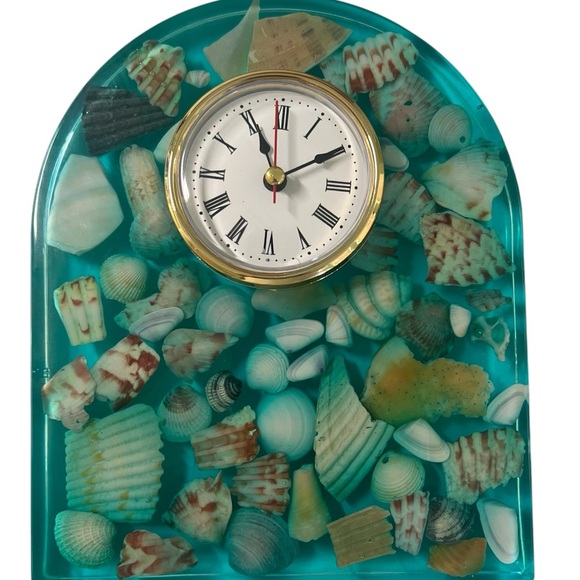 Hand Crafted Other - Handmade Epoxy Resin Seashell Accent Clock Gathered from Pensacola Beach, Fl